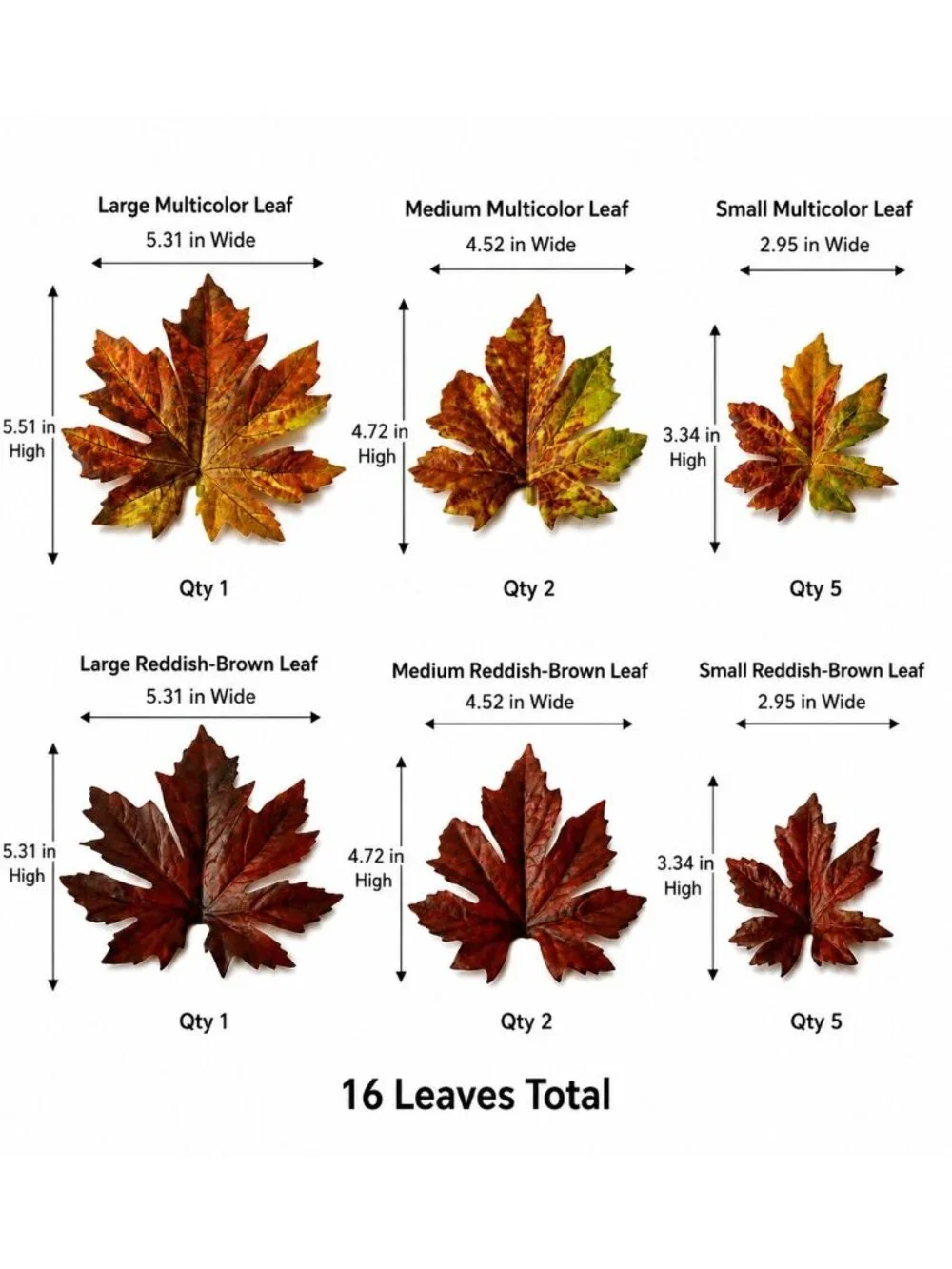 16 Artificial Fall Maple Leaves, Golden Yellow Burnt Orange Burgundy Red, Thanks